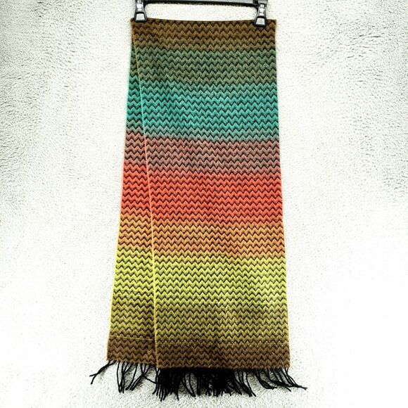 100% Cashmere Scarf Multicolor Gradient 64 X 13 Made in Scotland British Flag - Picture 10 of 13